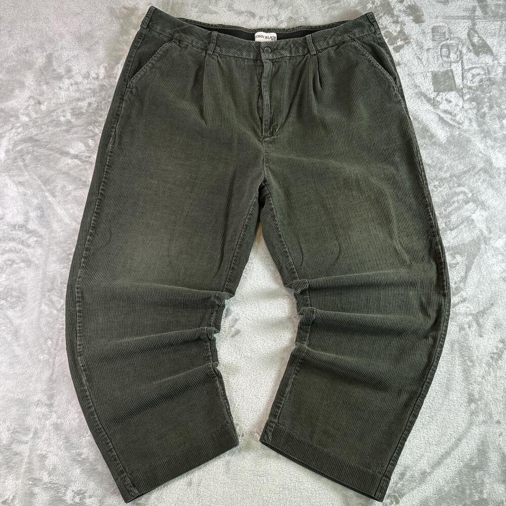 Vintage John Blair Corduroy Pants Mens 40 Olive Green Straight Leg Casual - Picture 2 of 8